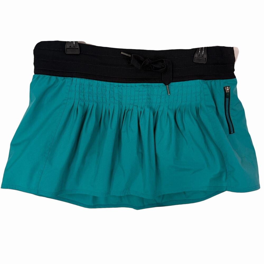 Lululemon Run Revitalize Skort Skirt Surge Turquoise Blue Black Pleated Size 10